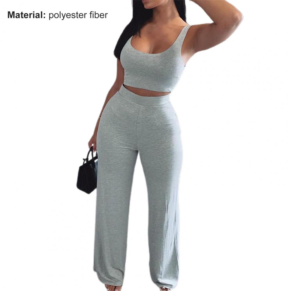Women Tracksuit Sexy Sling Navel Exposed Tube Top Flared Legs Pant 2 Piece Set Elastic Waist Sleeveless Crop Tops костюм женский
