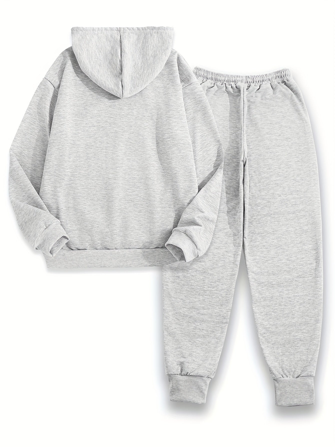 Butterfly Pattern Hooded Long Sleeve Hoodie and Pants - Women's Casual Two-Piece Knit Polyester Set with Pockets