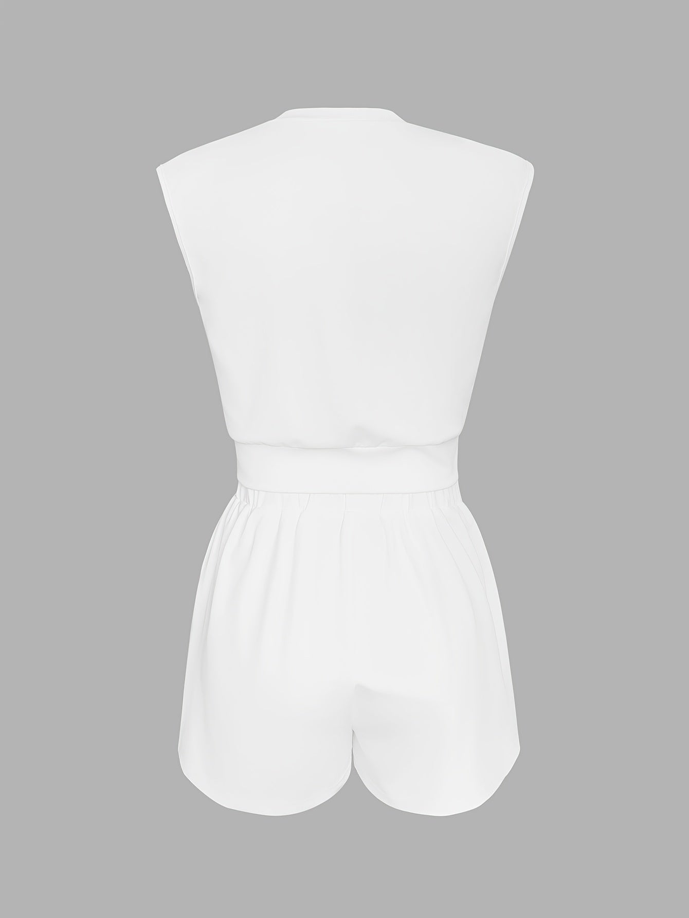 Fashionable Women'S Solid Color Sleeveless Cropped Top with Shorts