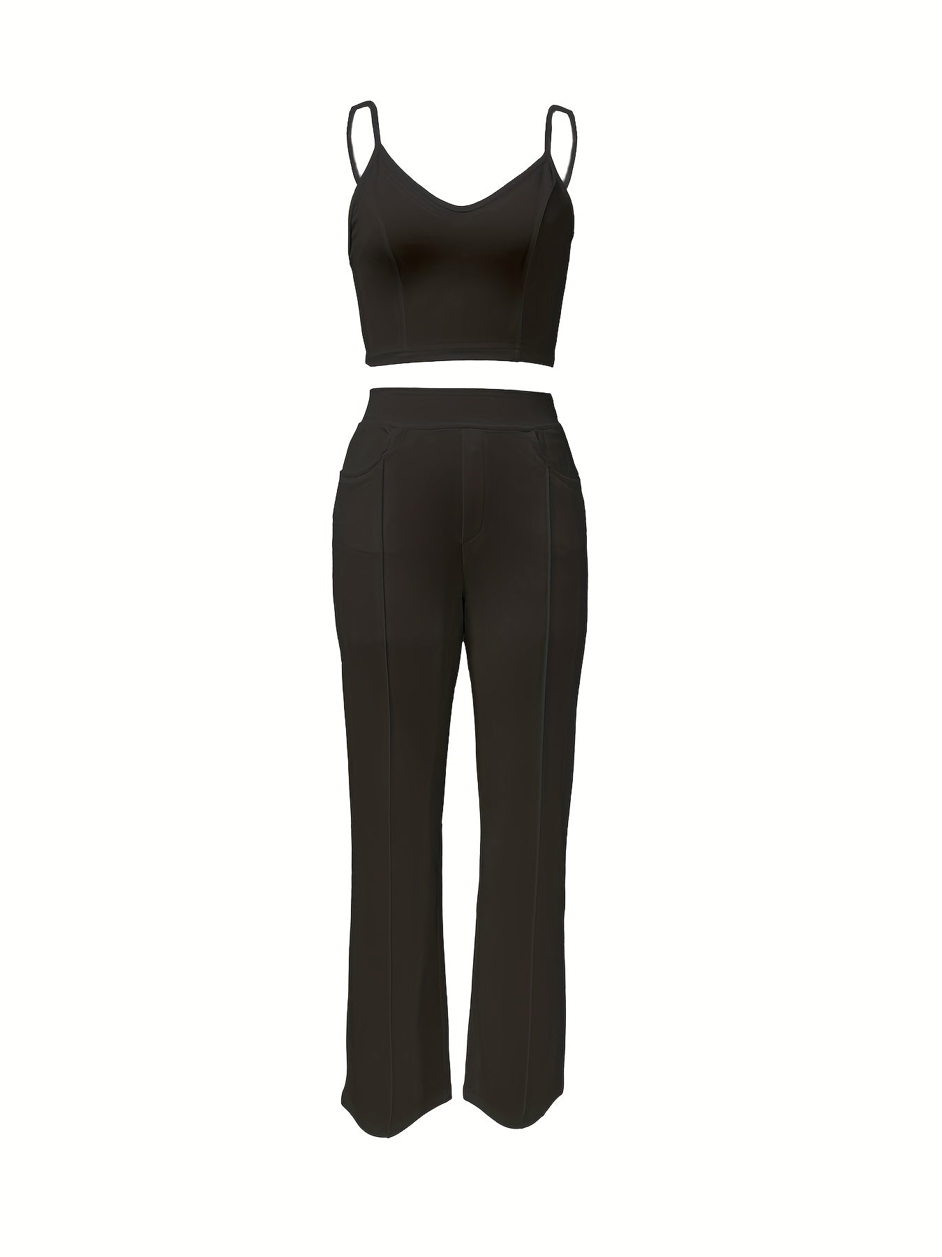 Wide Leg High Waist Long Leg Shapewear - Strapless Fashion Pocket Commuting Versatile Women's Pants Set