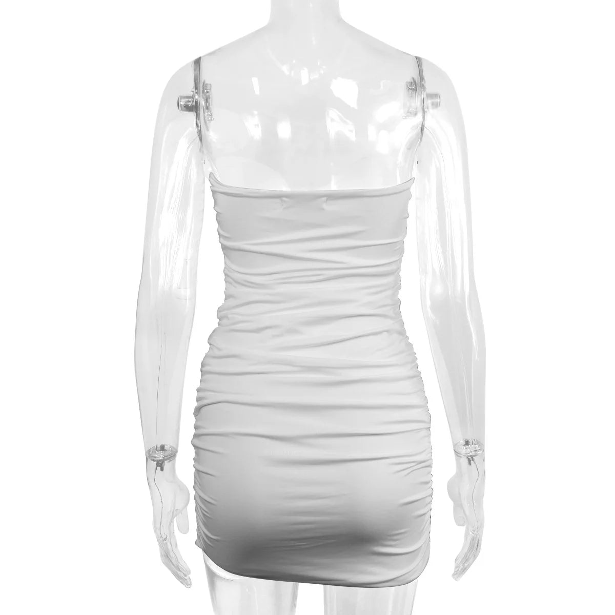 Sexy Strapless Buttocks Night Club Dress For Women Sleeveless Hollow Bodycon Dress Backless Pleated Mini Party Dresses Summer