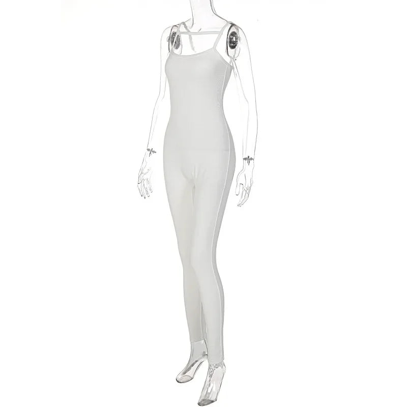 Chaxiaoa Women Sleeveless Strap Jumpsuit Bodycon Sexy Fitness Work Out Club Outfits Sports Overalls 2025 Spring Wholesale Items