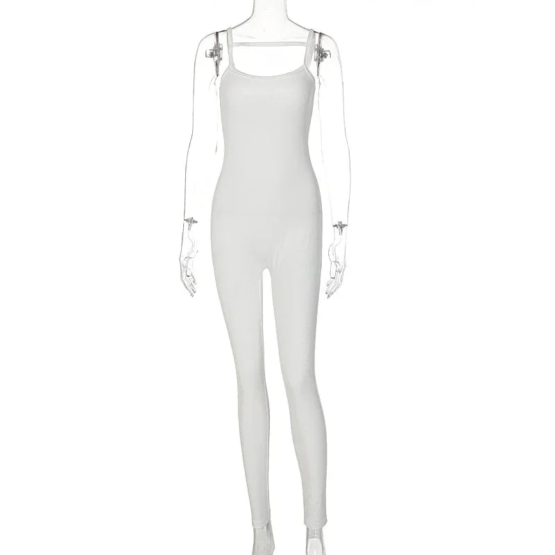 Chaxiaoa Women Sleeveless Strap Jumpsuit Bodycon Sexy Fitness Work Out Club Outfits Sports Overalls 2025 Spring Wholesale Items