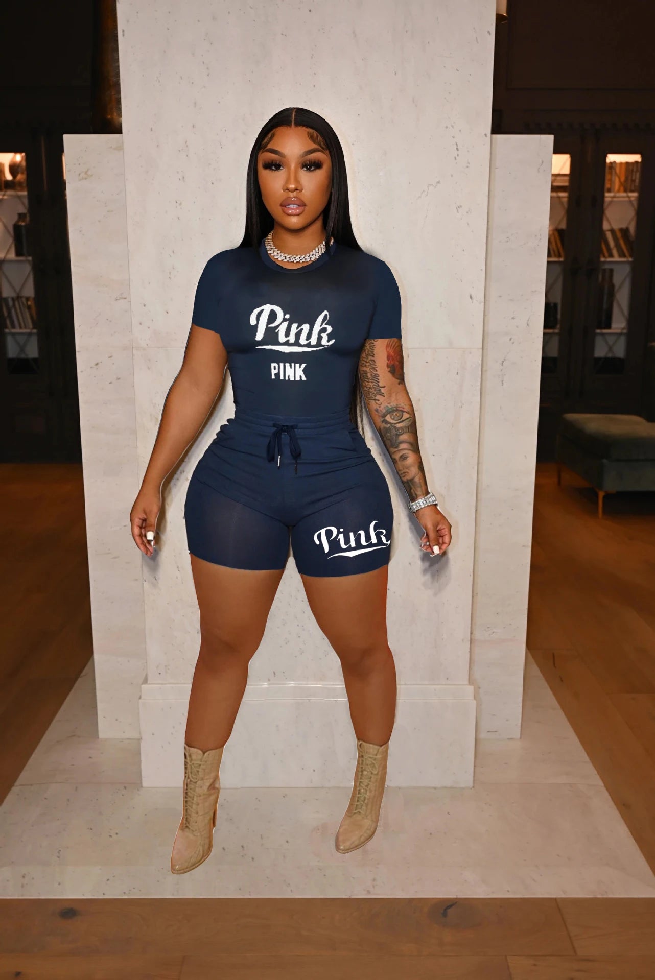 FAGADOER Solid Color Short Sleeve Crop Top and Pockets Biker Shorts 2 Pcs Set Sexy Slim Summer Fashion Outfit Casual Streetwear
