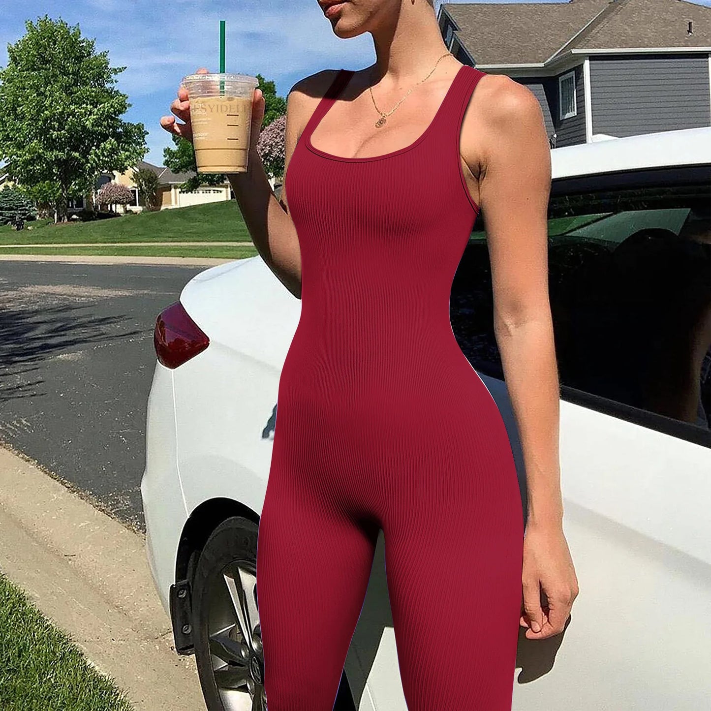 Pencil Jumpsuit Women's All-Season Casual Fitness Sports Jumpsuit Sleeveless Slim Sportswear All-in-One Jumpsuit Outfit