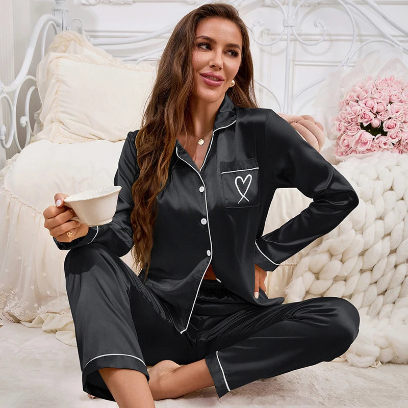 Women Pajama Set Embroidery Long Sleeve Tops with Long Pants 2 Piece Set Pj Victorian Pajama Style Sleepwear Pijama Loungewear