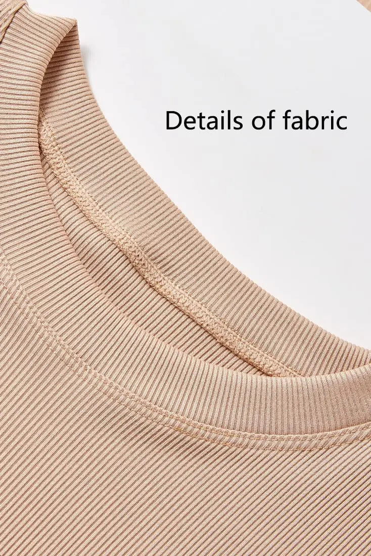 Lounge Wear Ribbed Casual 2 Piece Summer Shorts Set For Somen Short Sleeve Top+Elastic outfits