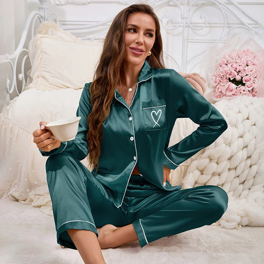 Women Pajama Set Embroidery Long Sleeve Tops with Long Pants 2 Piece Set Pj Victorian Pajama Style Sleepwear Pijama Loungewear