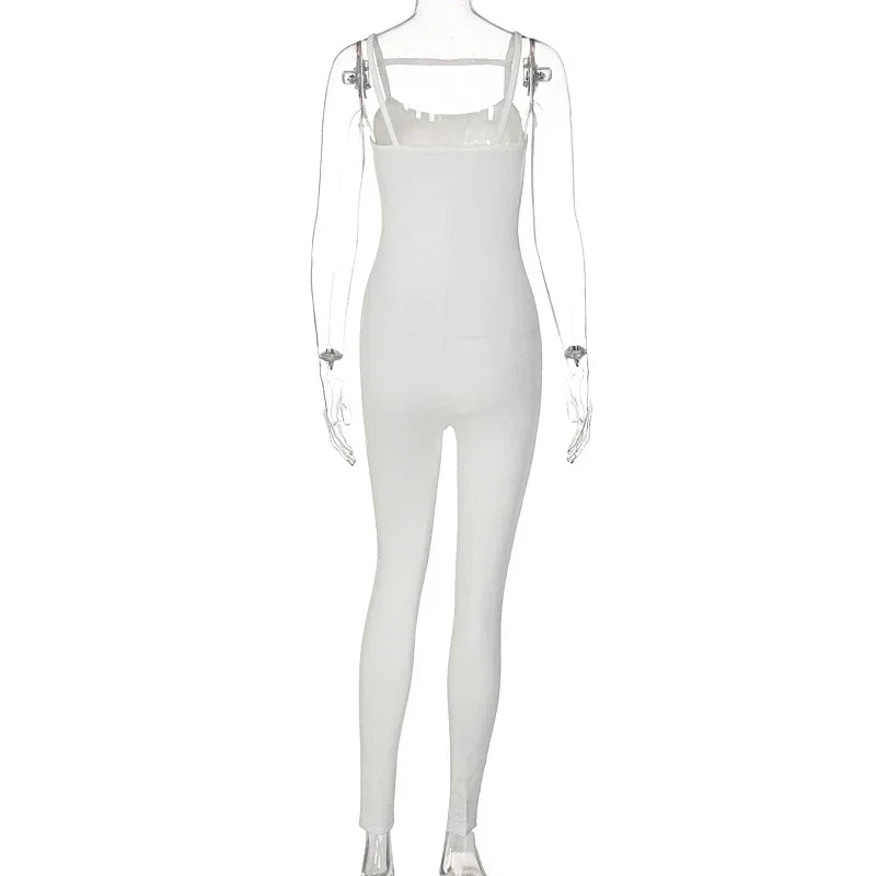 Chaxiaoa Women Sleeveless Strap Jumpsuit Bodycon Sexy Fitness Work Out Club Outfits Sports Overalls 2025 Spring Wholesale Items