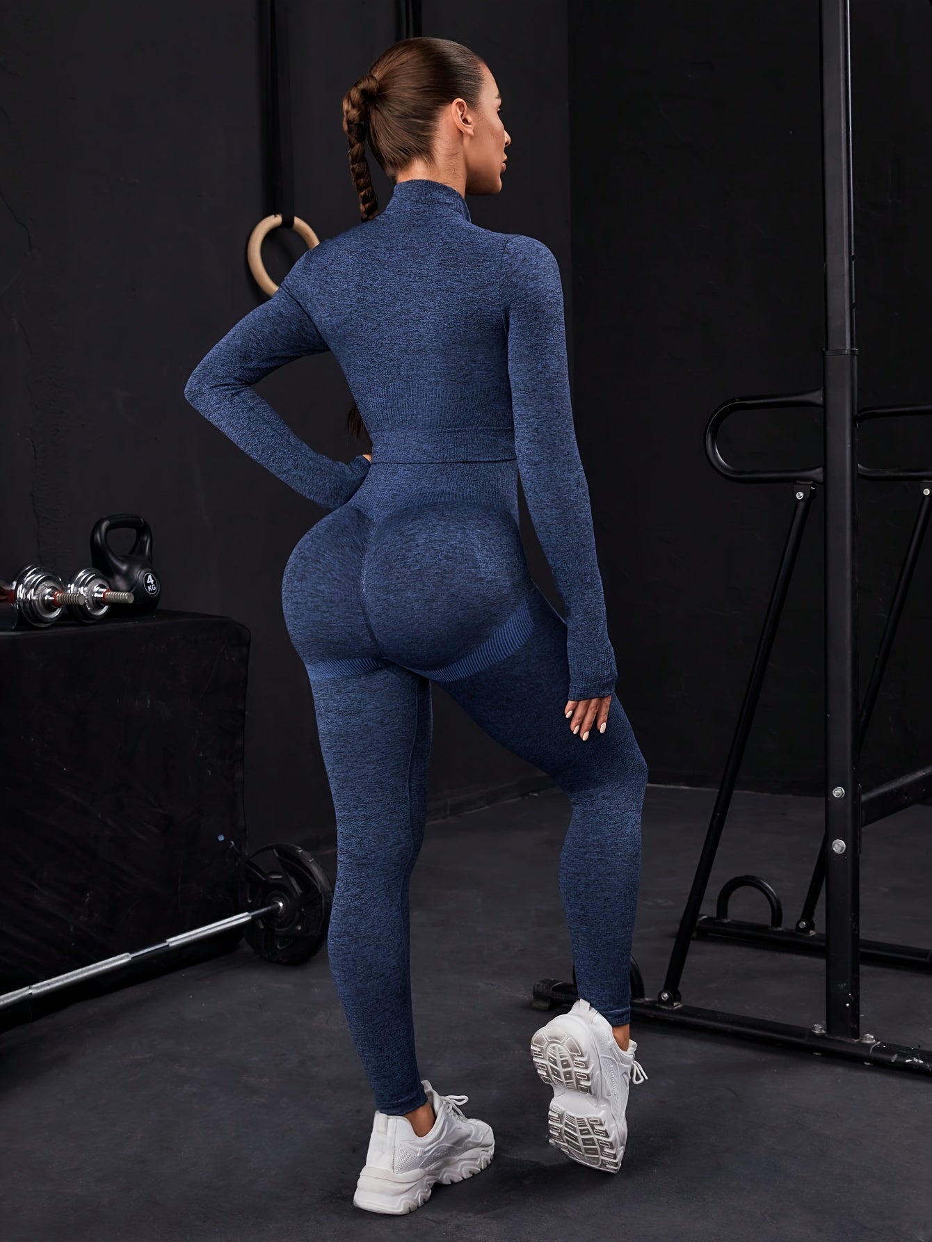 Seamless Sports Set - Thumbholes, Top-stitching, Zipper for Active Wear